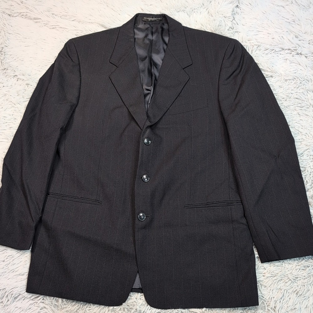 Vintage Jones New York Jacket Mens 42 R Blue Wool Suit Coat Lined Pockets Career